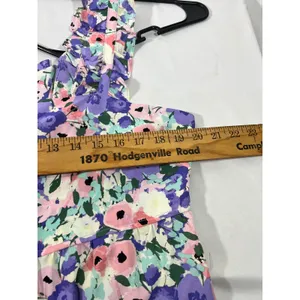 Kori Plus Floral Wide Leg Jumpsuit Women XL Purple Pink Ruffle Tie Back Flowy thumbnail 8