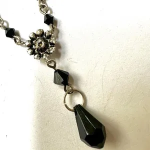 Black beaded drop pendant necklace thumbnail 7