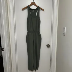 Aerie | Women's Olive Green Smocked Racerback Jogger Jumpsuit, Size XS thumbnail 3
