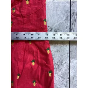 Farm Rio Red Embroidered Pineapple Halter Jumpsuit Linen Blend XS SN 294030 thumbnail 4