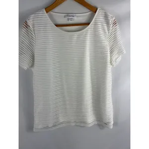 Calvin Klein Textured Short Sleeve Blouse Size XL thumbnail 3