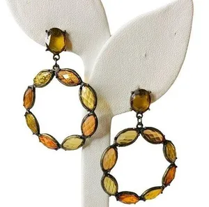 Multicolor Gemstone Round Drop Dangle Earrings thumbnail 1
