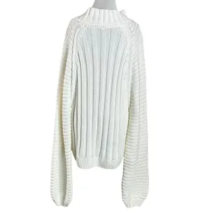 Free People Chunky Knit Sweetheart Mock Neck Sweater in Ivory White Large NWT thumbnail 10