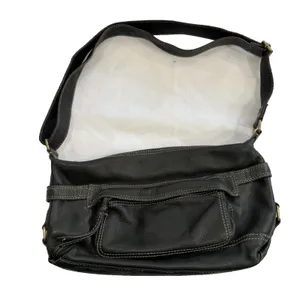 Vintage Fossil Black Leather Multi-Pocket Shoulder Bag Y2K Satchel thumbnail 14