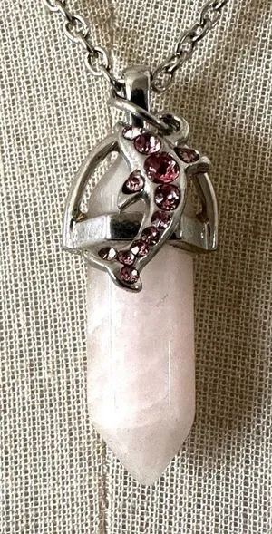 Rose Quartz Dolphin pendant necklace Pink thumbnail 1