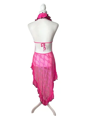 Lace Halter Asymmetrical Lingerie Slip Dress thumbnail 4