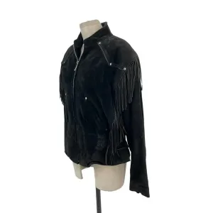 Harley-Davidson Black‎ Suede Fringe Moto Jacket Size Large thumbnail 4