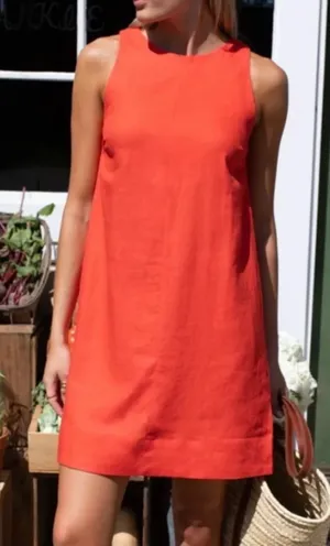 Emerson Fry Love Tomas MARCELLE SHIFT DRESS - GRENADINE LINEN Red Small thumbnail 1