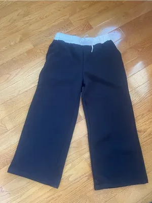 Vintage Havana Wide Leg Sweatpants Black White Contrast Waistband Medium thumbnail 2