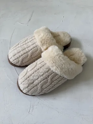 J CREW Cable-knit scuff slippers Size 8 NWOT thumbnail 2