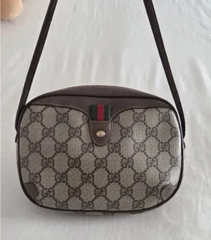 Gucci Beige GG Supreme Canvas Crossbody with Brown Leather & Green-Red Web thumbnail 1
