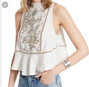 Free People Embroidered Shift Top thumbnail 1