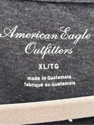 American Eagle Gray Beaded Logo Top Long Sleeve Tee Womens XL Raglan Crewneck thumbnail 3