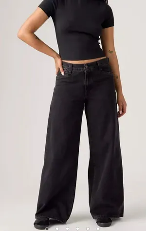 Levi's 28x31 Women's 94 Baggy Wide Leg Jeans Over Exposure - Black thumbnail 1