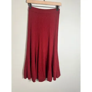 Banana Republic Red Lurex Midi Sweater Skirt A-Line Ribbed‎ Metallic Shimmer S thumbnail 5