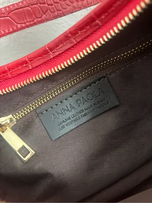 NWOT Red Croc-Embossed Italian Leather Shoulder Bag with Gold Chain thumbnail 5