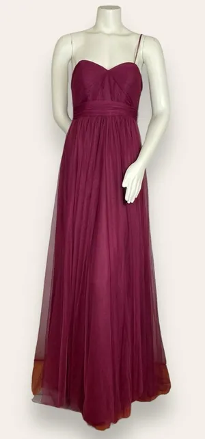 Jenny Yoo‎ Formal Dress Prom Tulle Bridesmaid Size 4 Wine Hollywood Gown Classic thumbnail 1