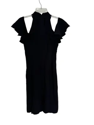 NWT Amanda Uprichard Haven Open Shoulder Ruffle Dress In Black Size S thumbnail 4