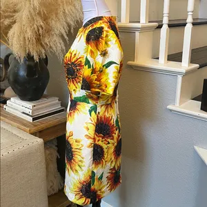L'ATISTE Sunflower Paradise Mini Dress White Yellow Floral Embellished SZ Large thumbnail 4