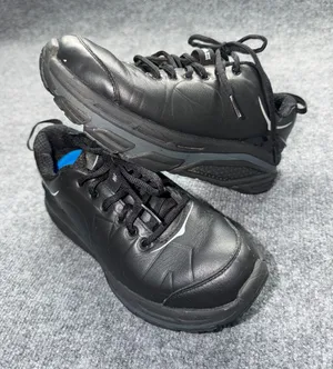 Hoka One One Black leather Walking Sneakers with Blue Lining thumbnail 1