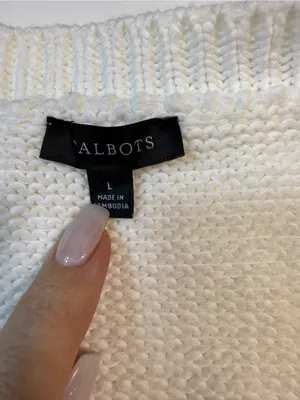 Talbots 100% Cotton Neutral Ombre V-Neck Sweater thumbnail 5