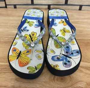 Brighton Breeze Wedge Butterfly‎ Flip Flop Size 9 thumbnail 1