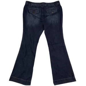 LOFT‎ 36X32 12 Dark Wash Denim Wide Leg Flare Jeans Stretch Retro Classic Preppy thumbnail 2