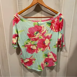 Cute Abercrombie & Fitch floral boat neck lightweight floral top Y2K thumbnail 11