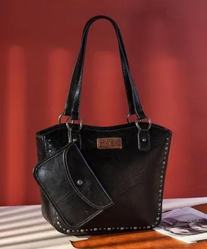 Womens Retro Studded Western Hobo Handbag And Wallet Set thumbnail 1