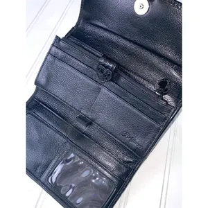 Brighton Black Leather Convertible Crossbody Wallet Croc Heart No Strap thumbnail 3