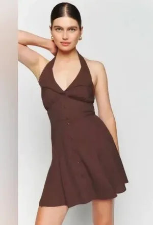 Reformation Makenna Collar Halter Dress in 8 thumbnail 2