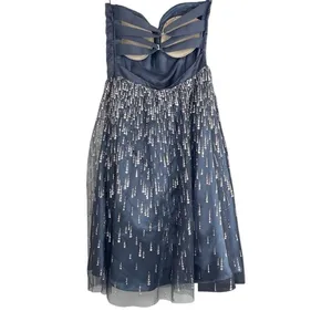 Hailey Logan‎ by Adrianna Papell Size 1/2 Mini Dress Gray Sparkle Strapless Prom thumbnail 2