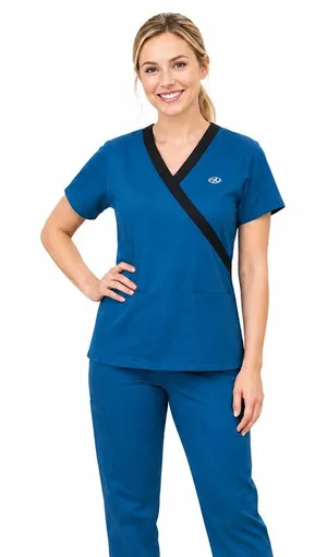 New York Laundry Medics Teal Blue Shortsleeve Scrub Top, S thumbnail 1
