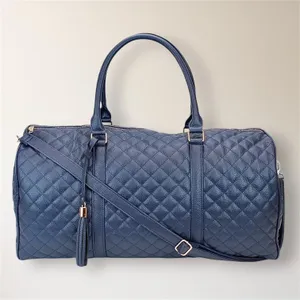 NEW Ms Lovely Navy Quilted Weekender Travel Duffel‎ Bag 22" Rose Gold Carry On thumbnail 1