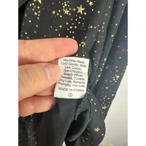 SHEIN Curve Blouse Womens 5XL Black Gold Foil‎ Star Ruffle Peplum Celestial Top thumbnail 6