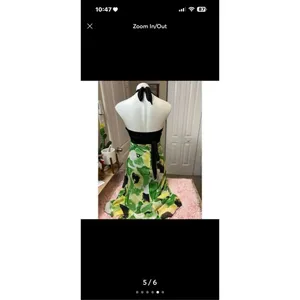 Bisou Bisou Miss Bisou Green Abstract Floral Halter Neck A-Line Maxi Dress Size S thumbnail 7