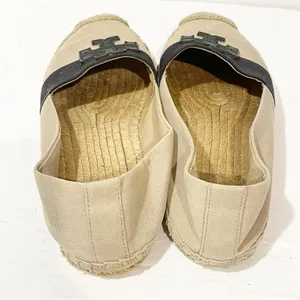Tory Burch Size 6 Weston Canvas Flat Espadrille Black Slip‎ On Shoes thumbnail 5