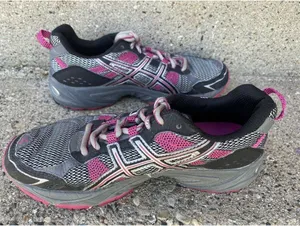 Asics Gel-Venture‎ 4 T383N Womens Size 6.5 Trail Running Shoes Black Pink thumbnail 1