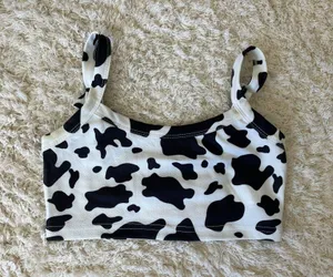SheIn Cow Print Crop Top thumbnail 1