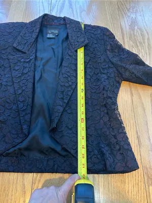 Vtg Le Crillon‎ Black Red Lace 2 Piece Dress Blazer Suit Set Size 10 Wedding thumbnail 14