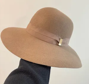 NWT Nine West 100% Wool Felt‎ Taupe Hat One Size thumbnail 1