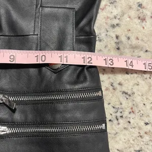 WE‎ WORE WHAT Moto Overalls Vegan Leather Black XS WWQ06 1 thumbnail 12