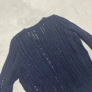 Y2K Babydoll Abercrombie Fitch Women's SZ L Navy Sweater Indie Sleaze Knit VTG thumbnail 7