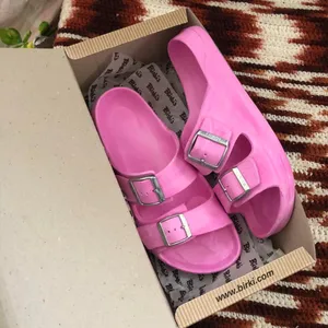 NIB Birkis Birkenstock Fussbett Alpro-cell Marble Pink EVA Rubber Sandals Thong Flip Flops Shoes Ladies 8, Men 6-New with box thumbnail 2