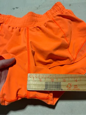 lululemon athletica Women's Neon Orange Athletic Shorts 4 thumbnail 9