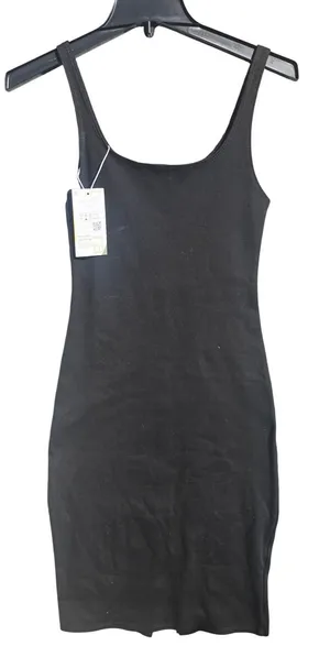 Halara 20Y‎ NWT Black Bodycon Midi Dress Scoop Neck Sleeveless Back Slit Medium thumbnail 1