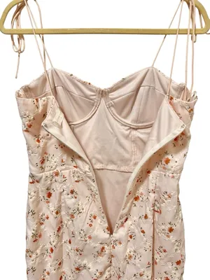 Altar’d State Embroidered Floral Bustier Mini Dress M Ivory/Orange thumbnail 5