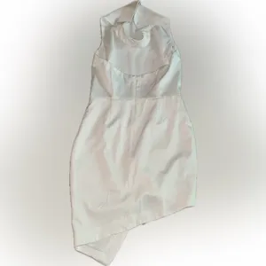 NEW ELLIATT Camo ASYMMETRIC White Ivory SATIN Halter DRAPED Cocktail Dress sz M thumbnail 5