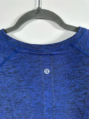 Lululemon Swiftly Tech‎ Long Sleeve Crew Heathered Sapphire Blue Size 8 thumbnail 9