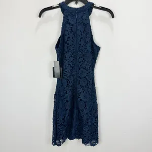 Lulus Love Poem Navy Blue Lace Mini Dress Party Cocktail Romantic Small NWT thumbnail 11